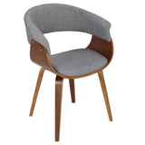 Lumisource Vintage Mod Mid-Century Modern Dining/Accent Chair in Walnut and Light Grey