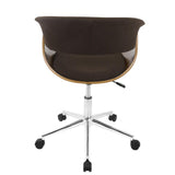 Lumisource Vintage Mod Mid-Century Modern Office Chair in Walnut Wood and Espresso Fabric