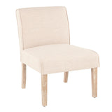 Lumisource Vintage Neo Contemporary Accent Chair in White Washed Wooden Legs and Beige Fabric