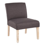 Lumisource Vintage Neo Contemporary Accent Chair in White Washed Wooden Legs and Grey Fabric