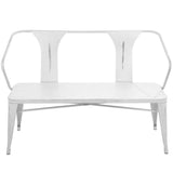 Lumisource Waco Industrial Bench in Vintage White Metal