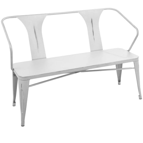 Lumisource Waco Industrial Bench in Vintage White Metal