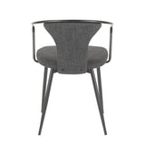 Lumisource Waco Industrial Upholstered Chair in Black Metal and Dark Grey Fabric.