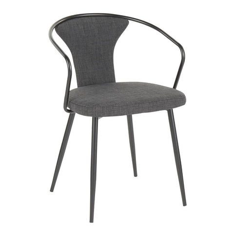 Lumisource Waco Industrial Upholstered Chair in Black Metal and Dark Grey Fabric.