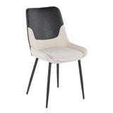 Lumisource Wayne Industrial Two-Tone Chair in Cream Fabric with Black Faux Leather Accent - Set of 2