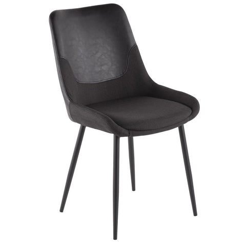 Lumisource Wayne Industrial Two-Tone Chair in Grey Fabric with Black Faux Leather Accent - Set of 2