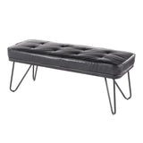 Lumisource West Contemporary Bench in Black Metal & Black Faux Leather