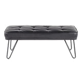 Lumisource West Contemporary Bench in Black Metal & Black Faux Leather