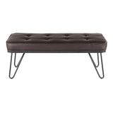 Lumisource West Contemporary Bench in Black Metal & Brown Saddle Faux Leather