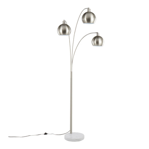 Lumisource Willow Contemporary Floor Lamp in Brushed Nickel and White Marble