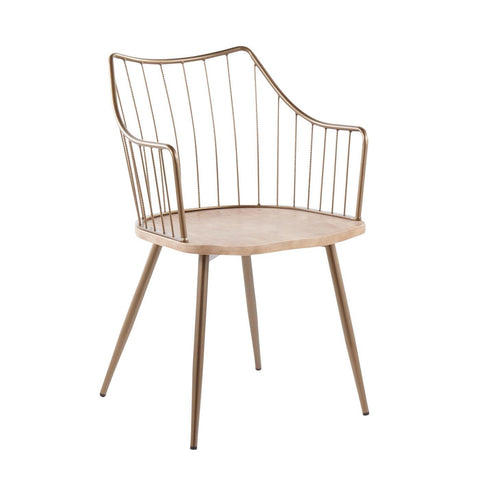 Lumisource Winston Farmhouse Chair in Antique Copper Metal and White Washed Wood