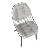 Lumisource Wired Contemporary Chair in Black Metal w/Light Grey Faux Leather Cushions - Set of 2