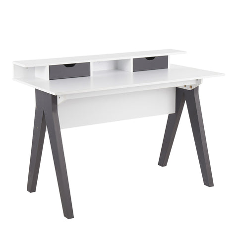 Lumisource Wishbone Contemporary Desk in Grey and White Wood