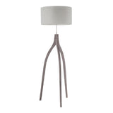 Lumisource Wishbone Contemporary Floor Lamp in Wood With Light Grey Linen Shade