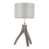 Lumisource Wishbone Contemporary Table Lamp in Wood With Light Grey Linen Shade