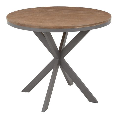 Lumisource X Pedestal Industrial Dinette Table with Grey Metal and Medium Brown Bamboo