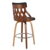Lumisource York Mid-Century Modern 26" Counter Stool in Walnut and Charcoal
