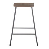 Lumisource Zac Industrial Counter Stool in Black Metal and Espresso Wood - Set of 2