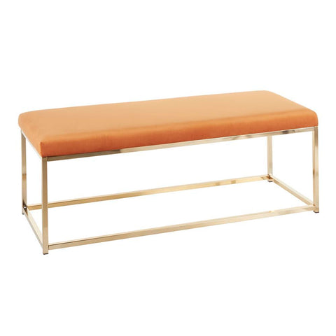 Lumisource Zenn Contemporary Bench with Gold Metal and Burnt Orange Velvet