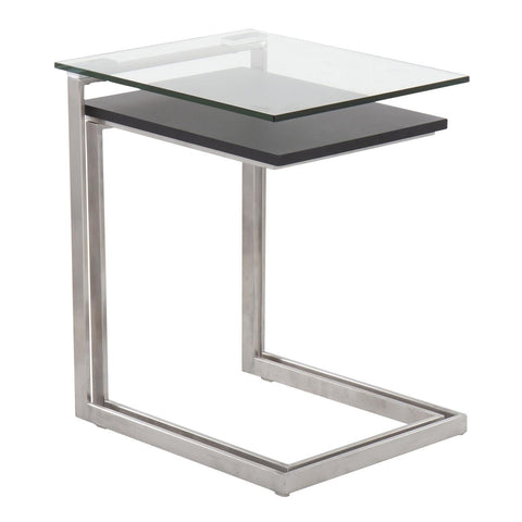 Lumisource Zenn Modern Nesting Table Set in Stainless Steel and Satin Black Wood