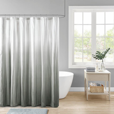 Madison Park Ara Ombre Printed Seersucker Shower Curtain 72x72"