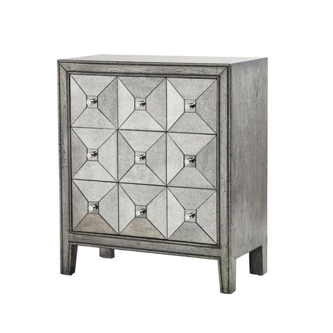 Madison Park Artisan Antiqued Silver Mirror Chest In Silver