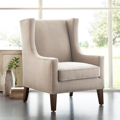 Madison Park Barton Wing Chair In Linen