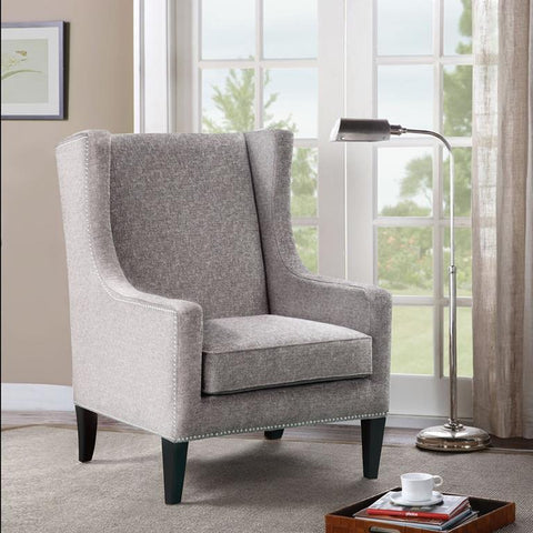 Madison Park Barton Wing Chair in Grey