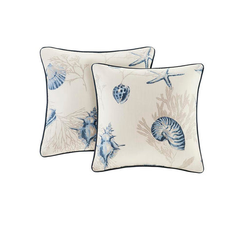 Madison Park Bayside Cotton printed Square Pillow Pair with Solid Reverse 20x20"