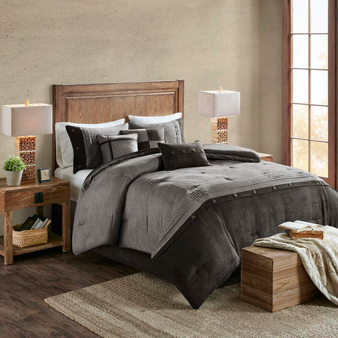 Madison Park Boone 7 Piece Faux Suede Comforter Set Cal King