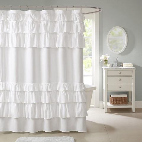 Madison Park Grace Ruffled Shower Curtain 72x72"