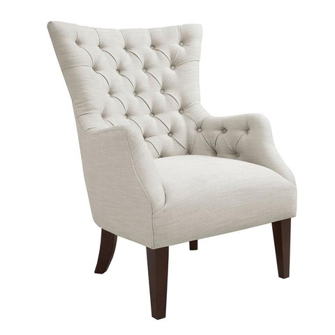 Madison Park Hannah Button Tufted Wing Back Chair In Ivory
