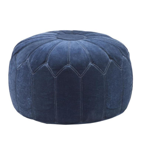 Madison Park Kelsey Round Pouf Ottoman In Blue