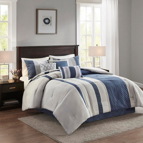 Madison Park Kennedy 7 Piece Faux Suede Comforter Set King