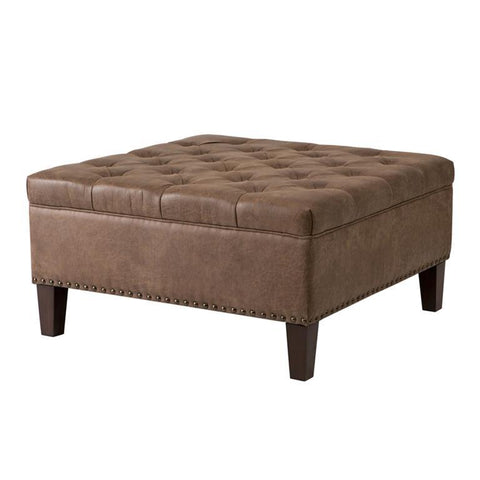 Madison Park Lindsey Tufted Square Cocktail Ottoman In Brown