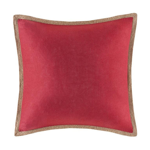 Madison Park Linen with Jute Trim Square Pillow In Red