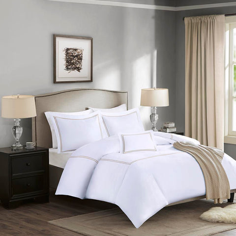 Madison Park Luxury Collection 1000 Thread Count Embroidered Cotton Sateen 5 Piece Comforter Set Full/Queen