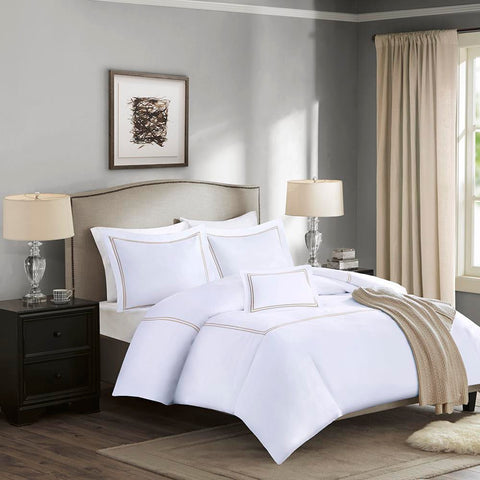 Madison Park Luxury Collection 1000 Thread Count Embroidered Cotton Sateen Duvet Cover Set King
