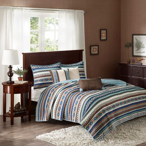 Madison Park Malone 6 Piece Reversible Coverlet Set Full/Queen