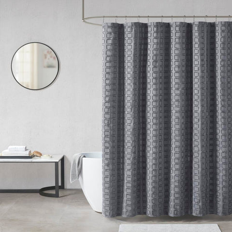 Madison Park Metro Woven Clipped Solid Shower Curtain 72x72"