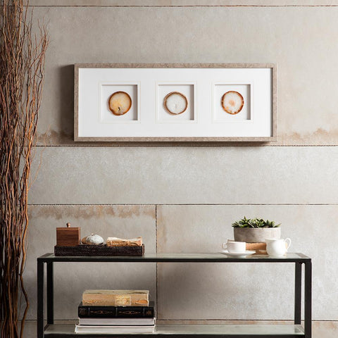 Madison Park Natural Agate Trio Stone Framed Graphic
