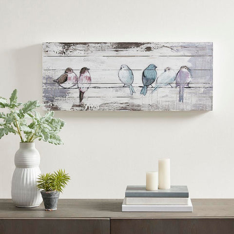 Madison Park Perched Birds Hand Painted Wood Plank