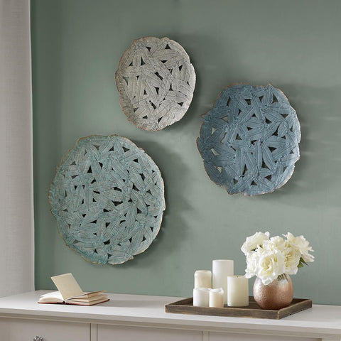 Madison Park Rossi Blue Iron Painted Wall Decor Set of 3