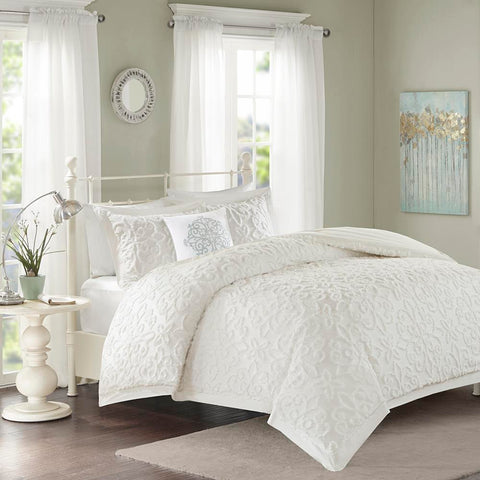 Madison Park Sabrina 4 Piece Tufted Chenille Comforter Set Full/Queen