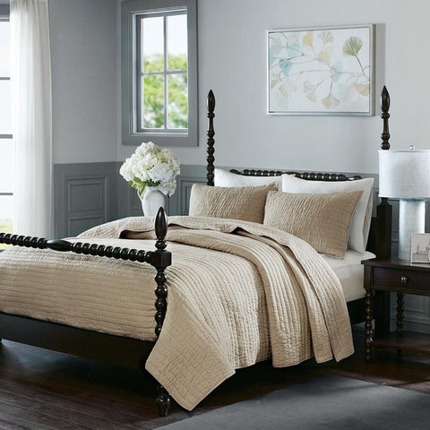 Madison Park Serene Cotton Hand Quilted Coverlet Set King
