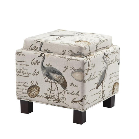 Madison Park Shelley ottoman Square Storage Ottoman with Pillows In Ivory
