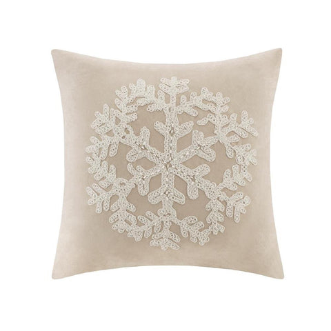 Madison Park Snowflake Embroidered Suede Square Pillow Square Pillow 20x20"