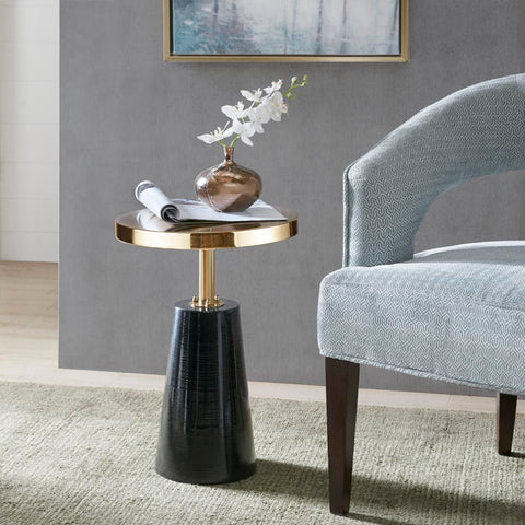 Madison Park Sophia Round Pedestal Accent Side Table with Metal Base See below