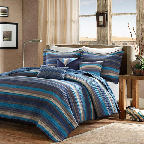 Madison Park Yosemite 6 Piece Quilted Coverlet Set In Blue
