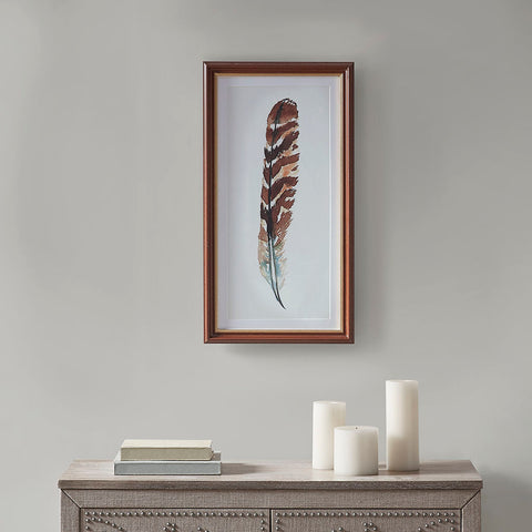 Martha Stewart Wind Feather I Framed Glass Wall Art Single Mat